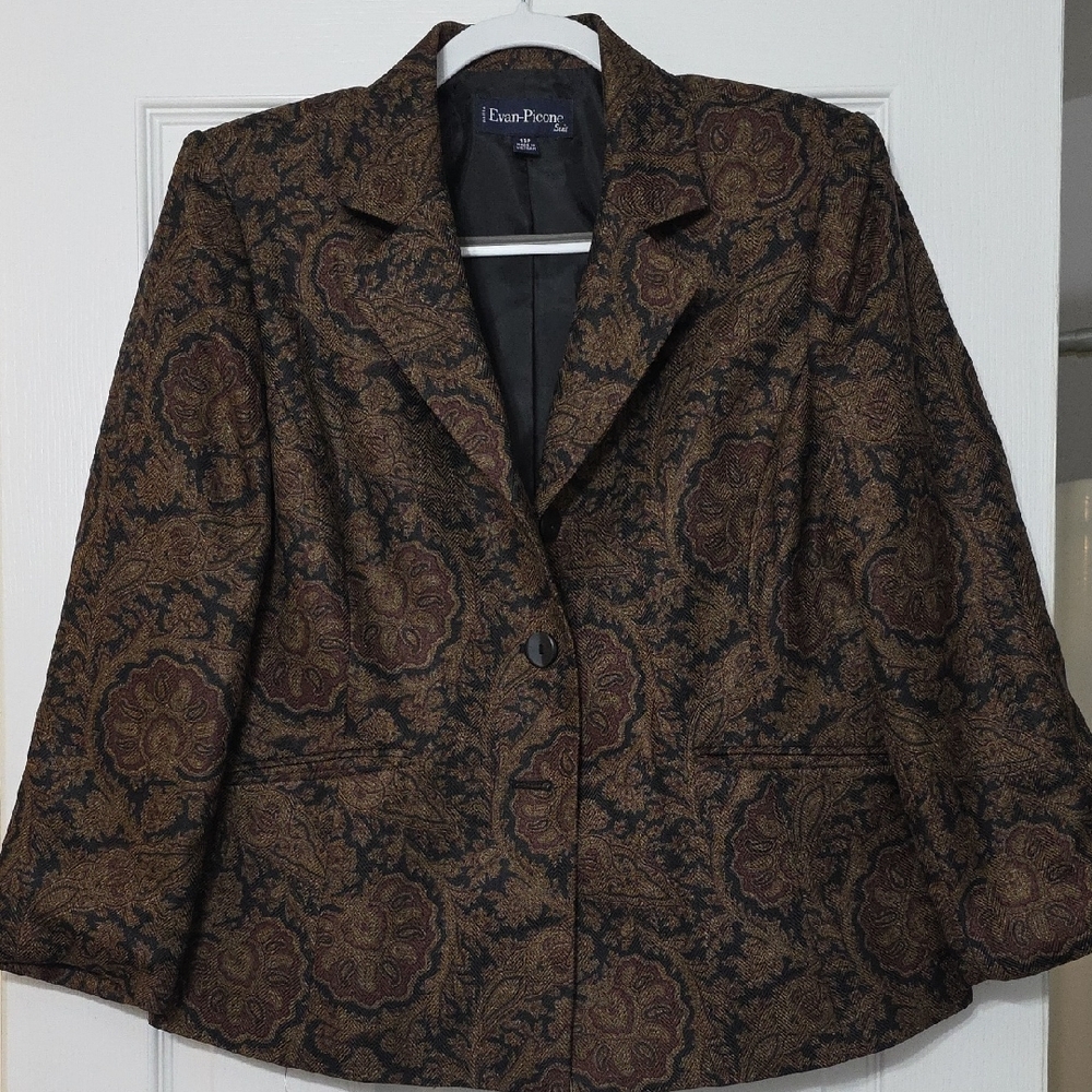 Evan Picone Brown and Black Paisley Blazer